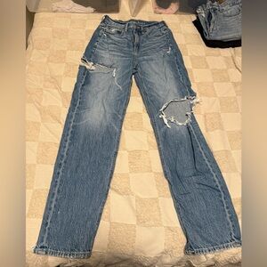 American Eagle Outfitters Light Blue Distressed Straight Leg Jeans